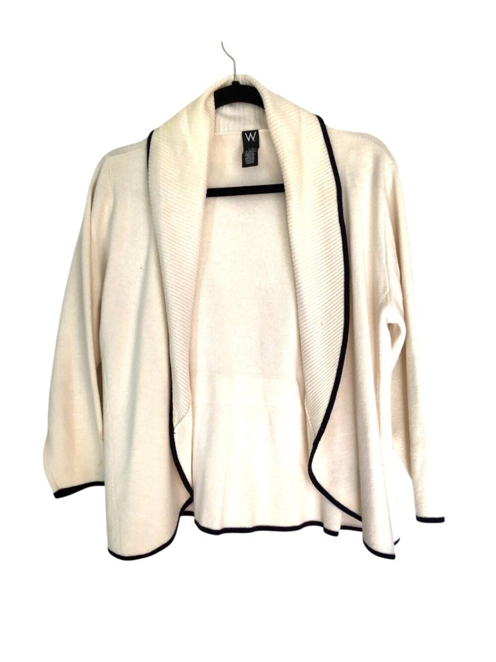W Womens L/G Cream Open Front Cardigan Sweater With Tie Back